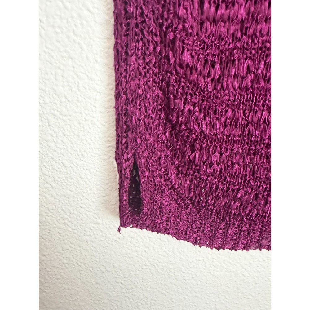 White House Black Market Top Womens Gypsy Purple Open-Stitch Cap Sleeve Slit Hem - Picture 6 of 9